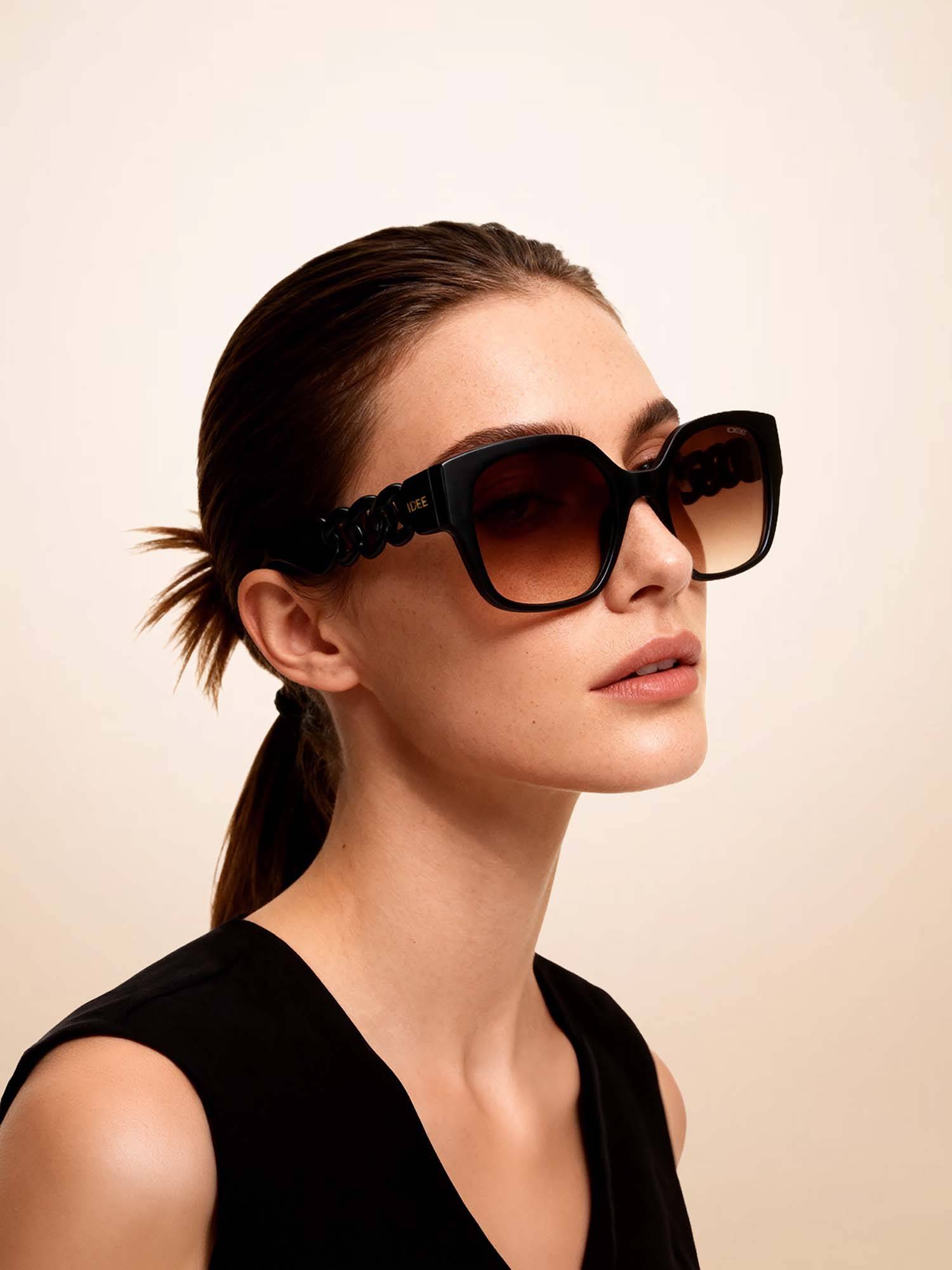 IDEE Brown Square 100% Uv Protected Sunglasses For Women Size 54