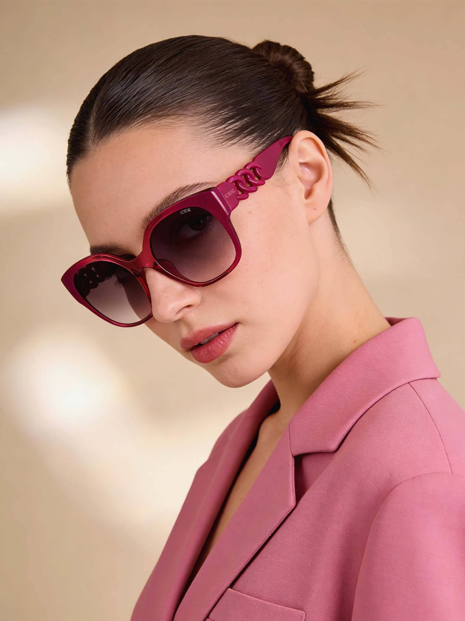 IDEE Grey Square 100% Uv Protected Sunglasses For Women Size 54