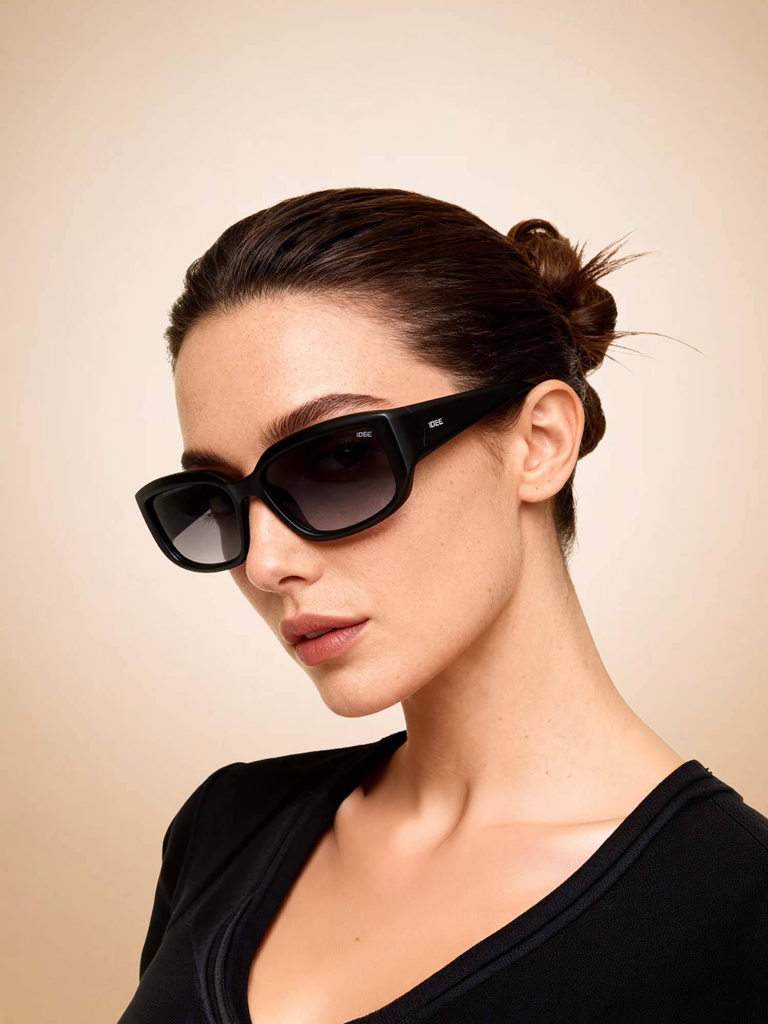 IDEE Grey Rectangle 100% Uv Protected Sunglasses For Women Size 57