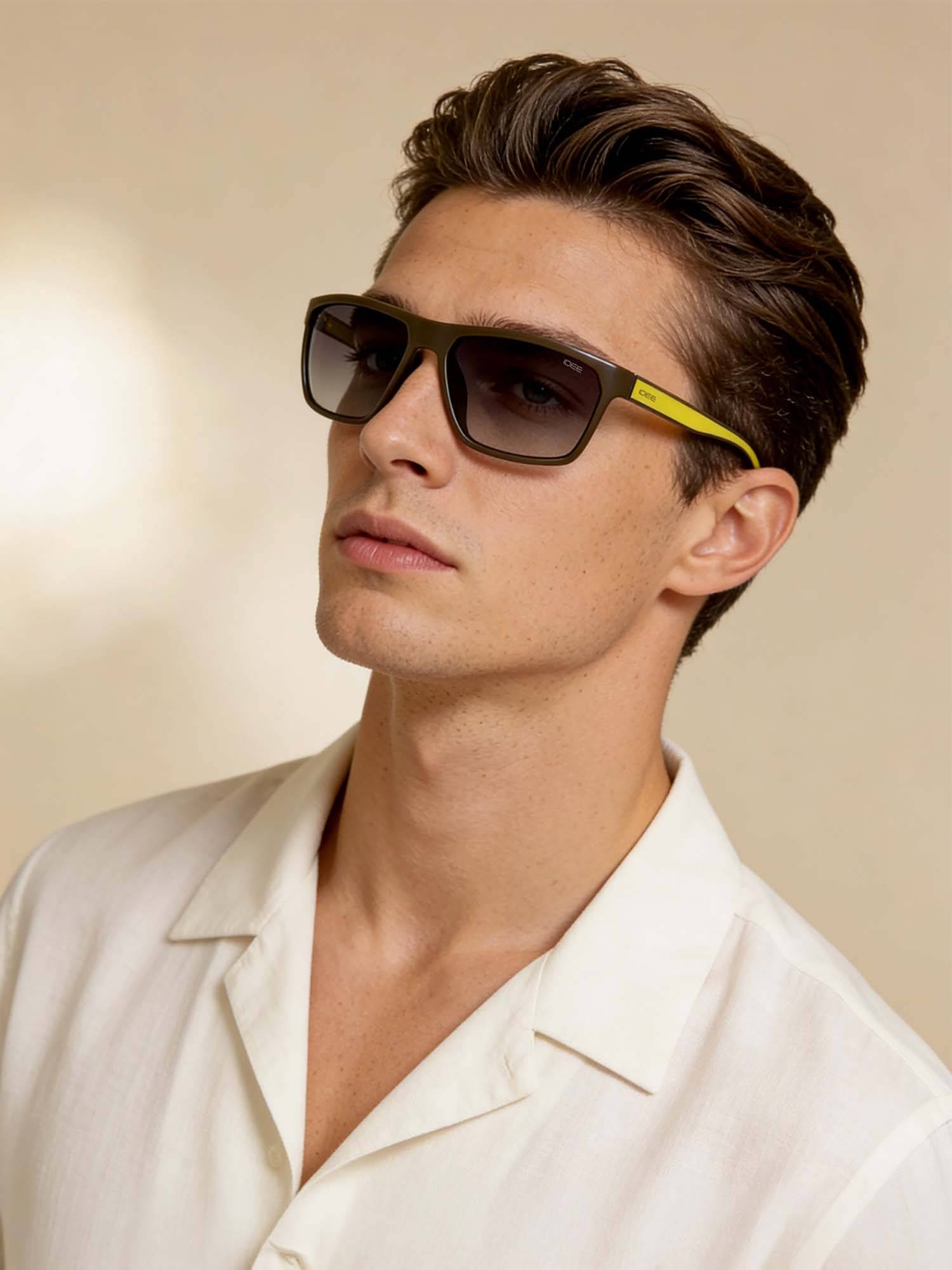 IDEE Grey Rectangle 100% Uv Protected Polarized Sunglasses For Men Size 63