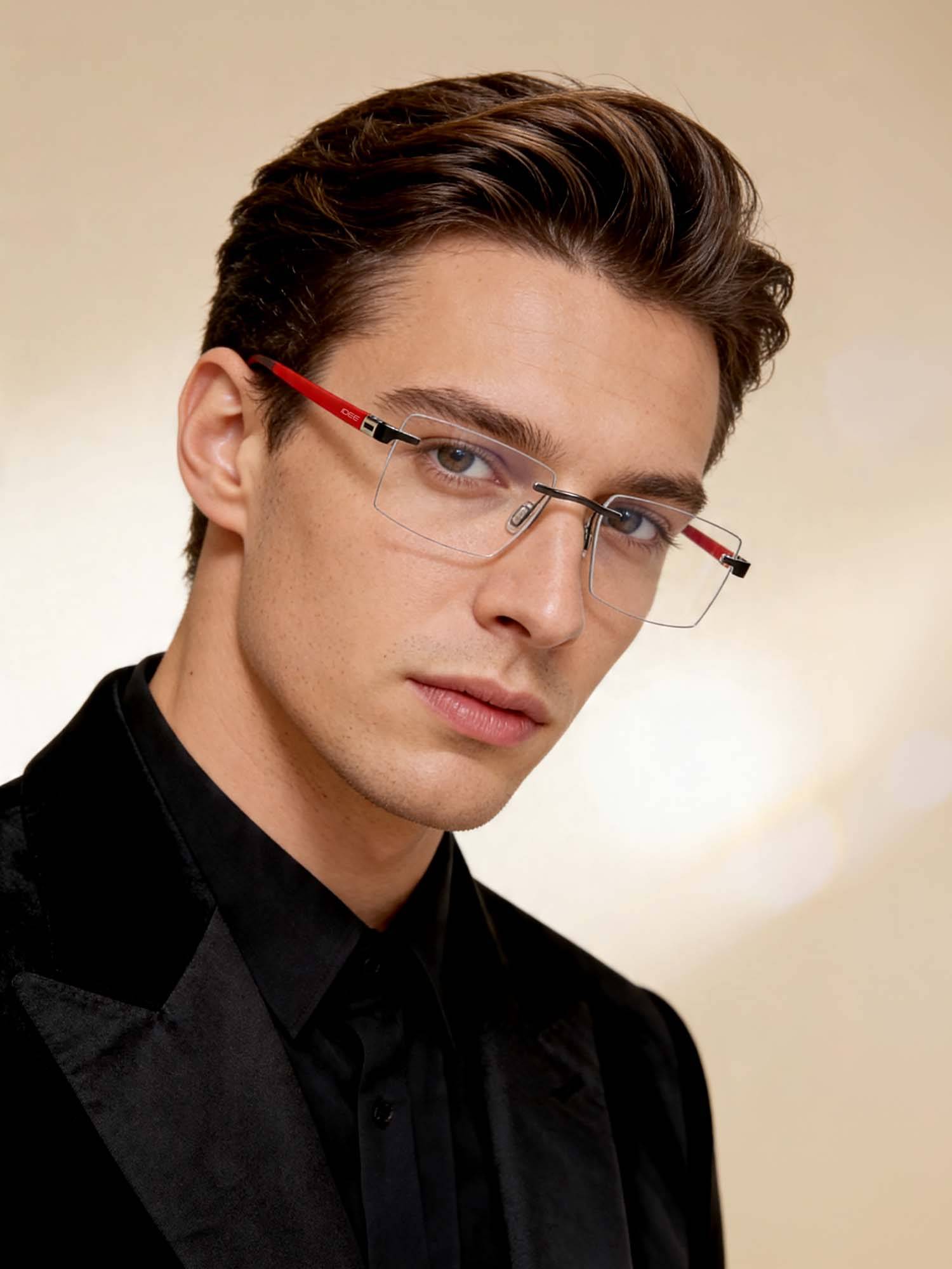 IDEE Red Rim Less Rectangular shaped eyewear for Men (ID1987C7FR) (52)
