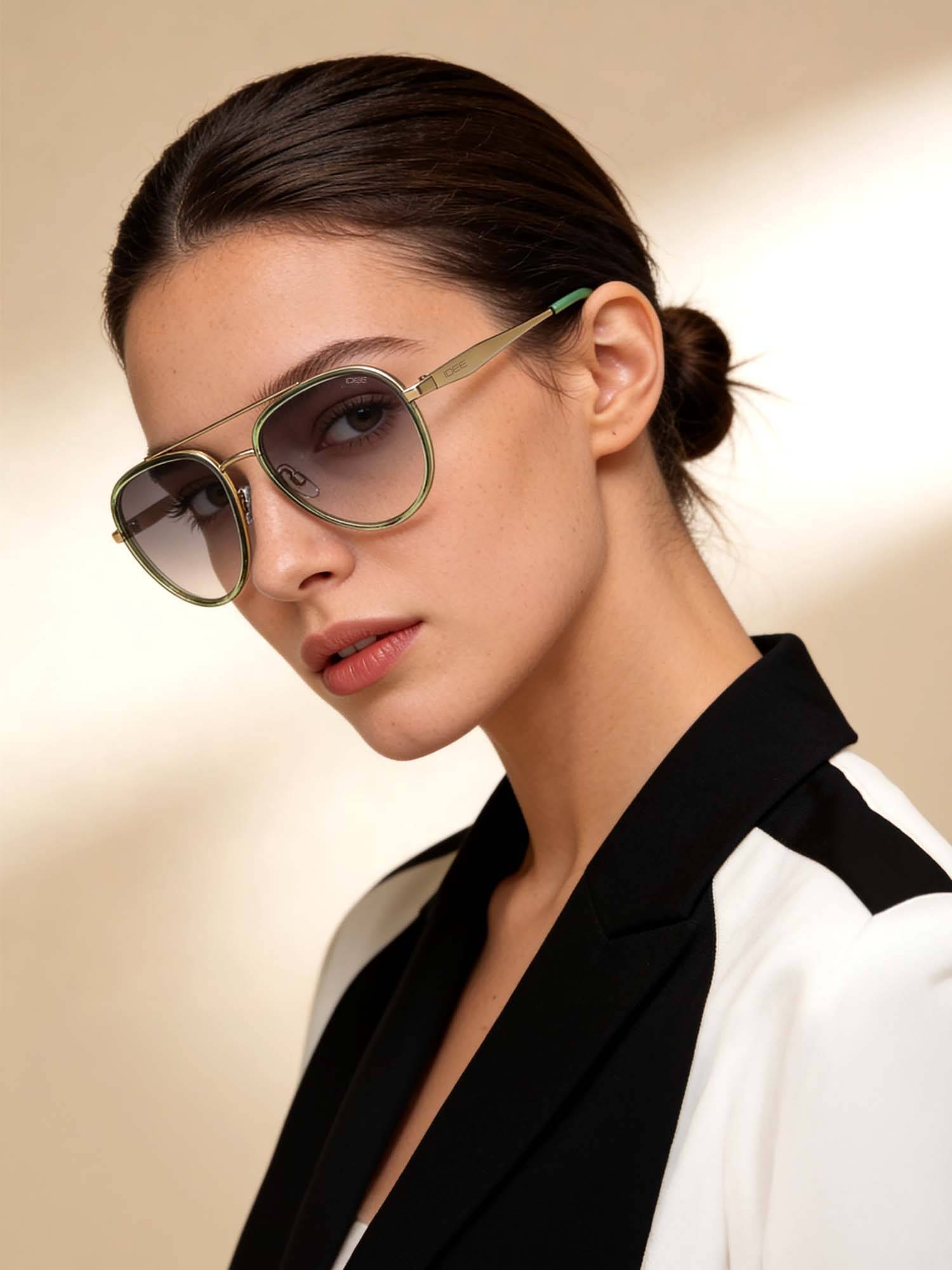 IDEE 100% Uv Protected Aviator Grey Sunglasses for Women-Ids3107C4Sg (57)
