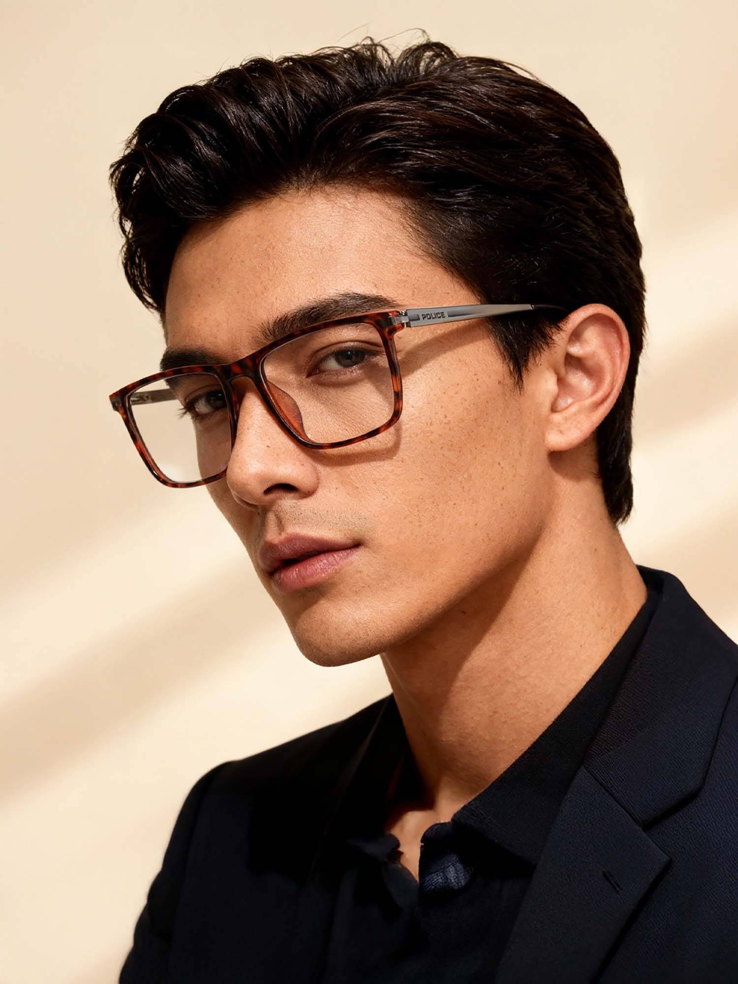 Police Men Brown Square Eyeglass Frame (54)
