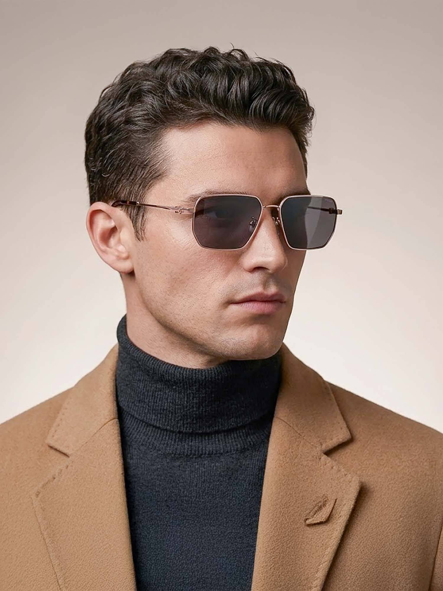 Police Men Full UV Protected Grey Lens Square Sunglasses (57)