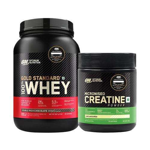Buy Optimum Nutrition Gold Standard 100% Whey Protein Double Rich Chocolate & Micronized Creatine Online
