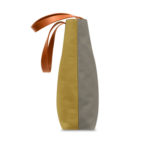 DailyObjects Printed Olive & Mustard Tote Bag - Zippered Canvas Handbag With Vegan Leather Handles
