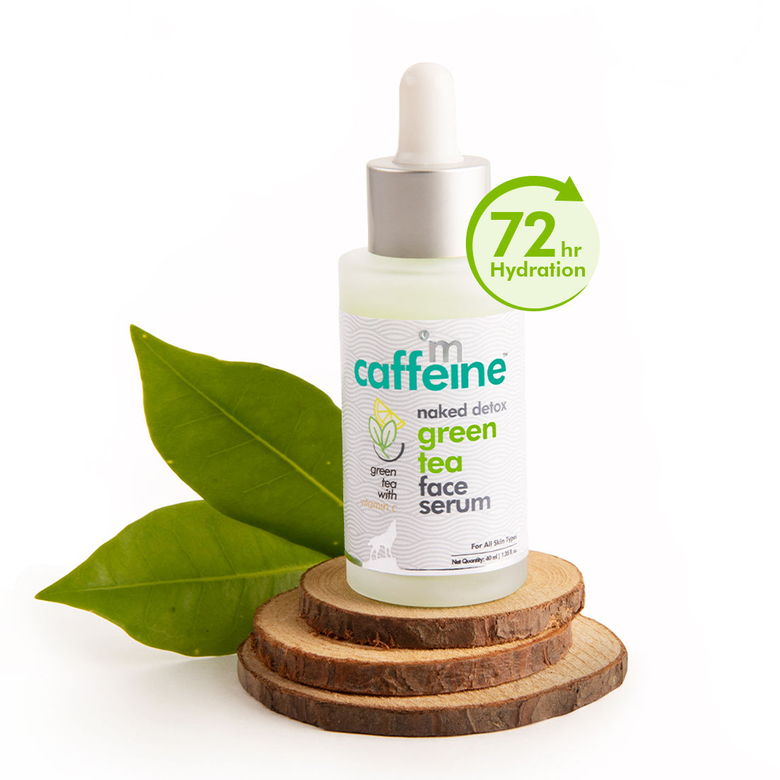 MCaffeine Vitamin C Green Tea Face Serum for Glowing Skin with Hyaluronic Acid - Reduces Dark Spots