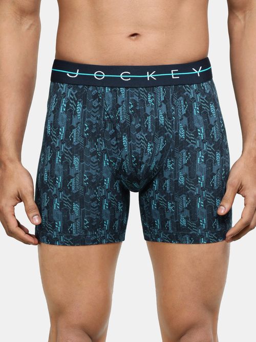 Buy Jockey NY03 Men Super Combed Cotton Elastic Stretch Printed Boxer Brief  Navy Blue online