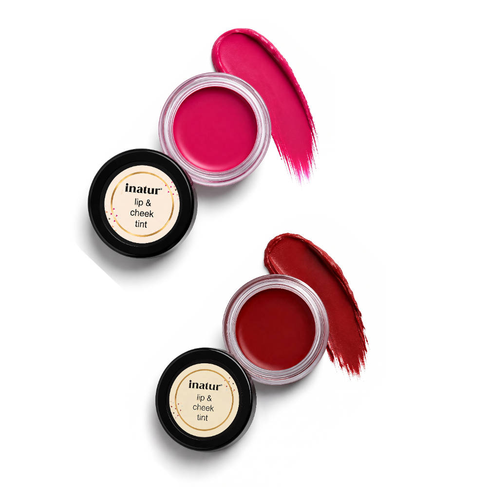 inatur Lip and Cheek Tint Roseberry and Peony Pink with Shea Butter and Organic Oils