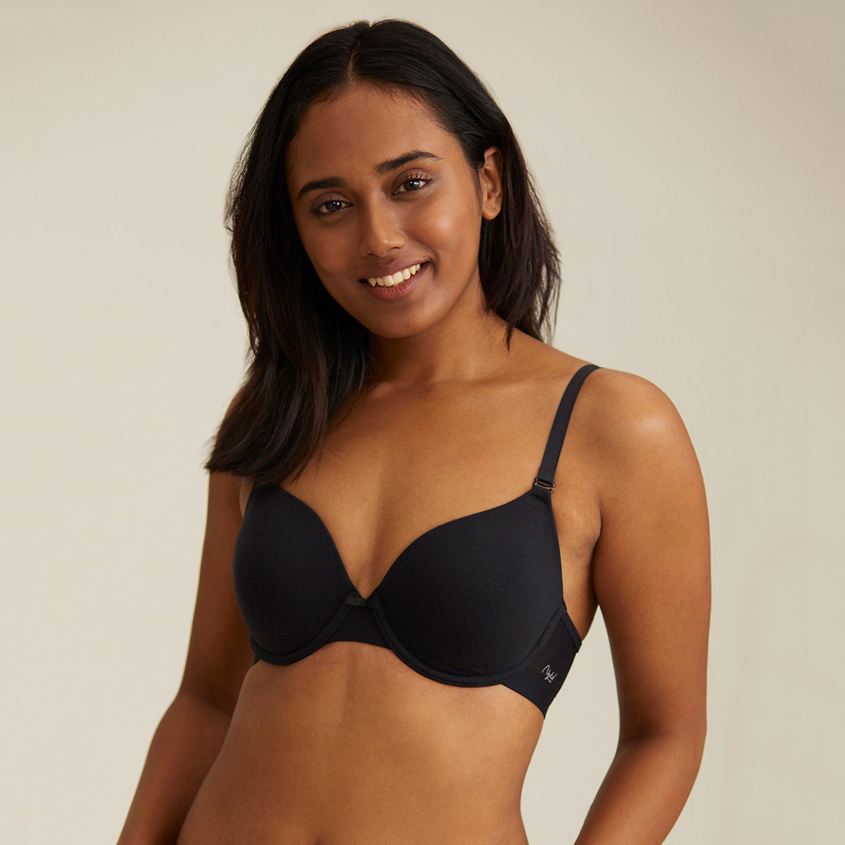 Buy Nykd by Nykaa Breathe Cotton Padded Wired Push Up level-2 Bra Demi  Coverage - Black NYB005 Online