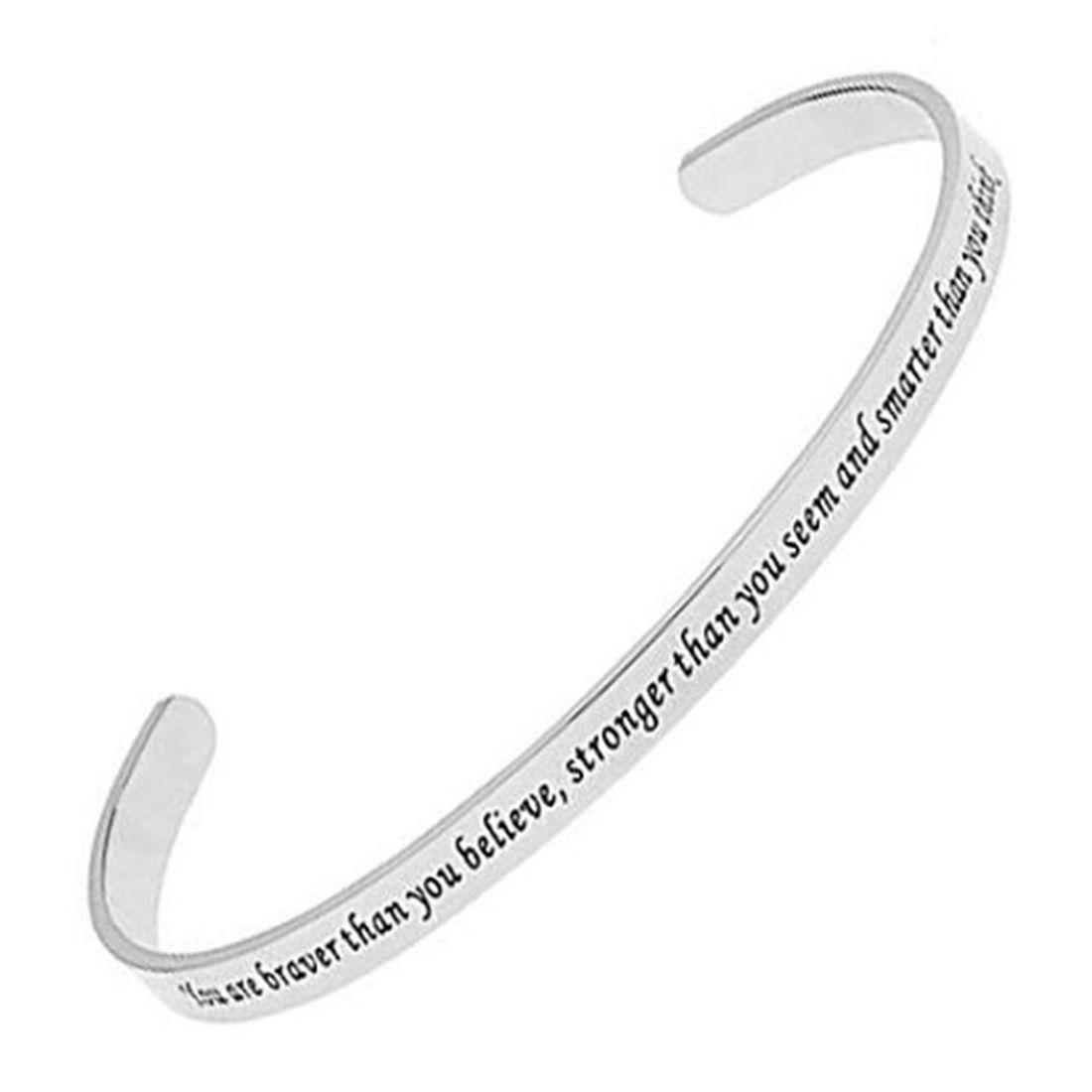 Keep Going Inspirational Bracelet Cuff Bangle Mantra Quote Stainless Steel Engraved Motivational Friend Encouragement Jewelry Gift for Women Teen Girls Sister with Secret Message 