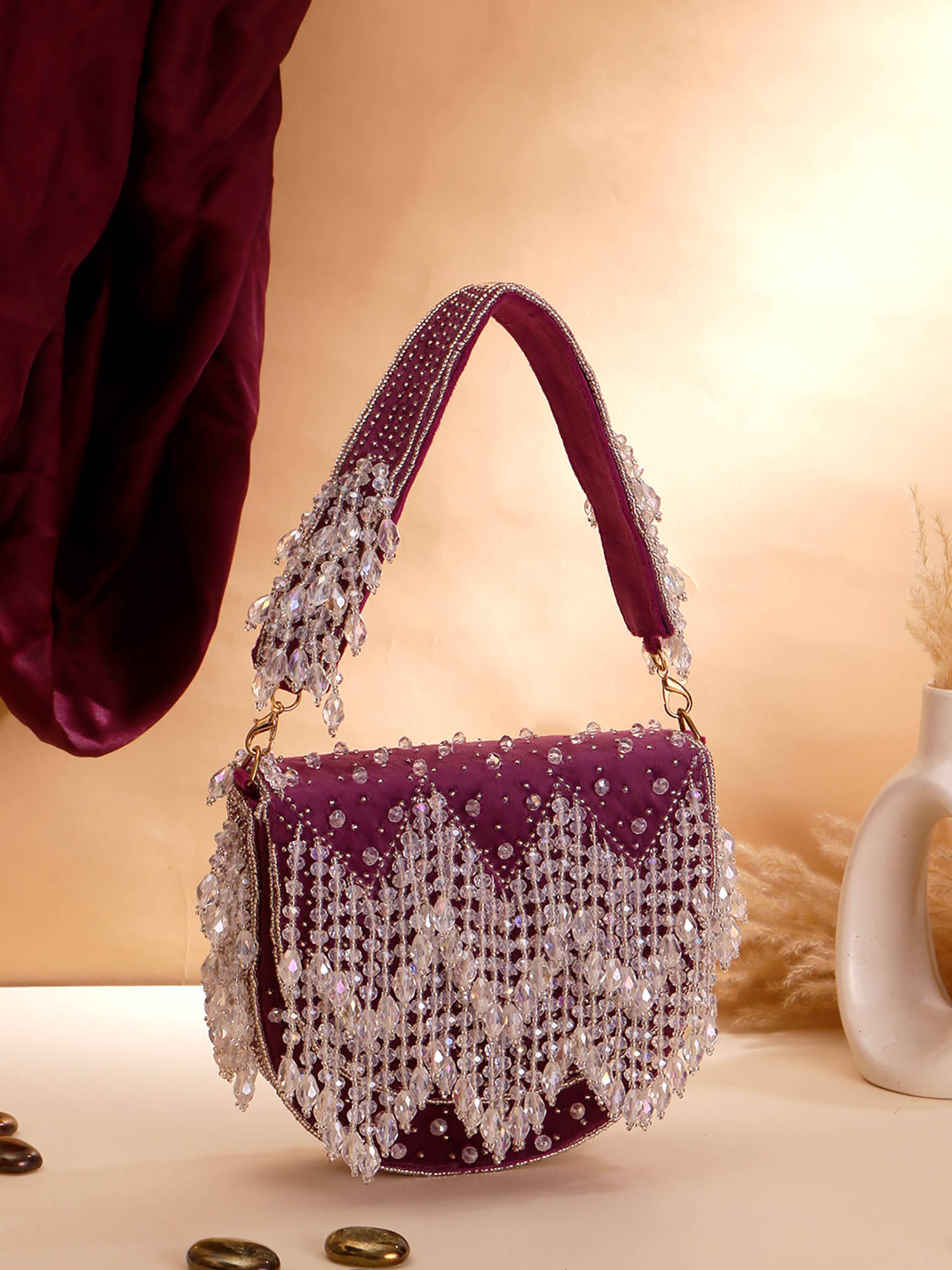 SWISNI Purple Womens Designer Clutch (M)