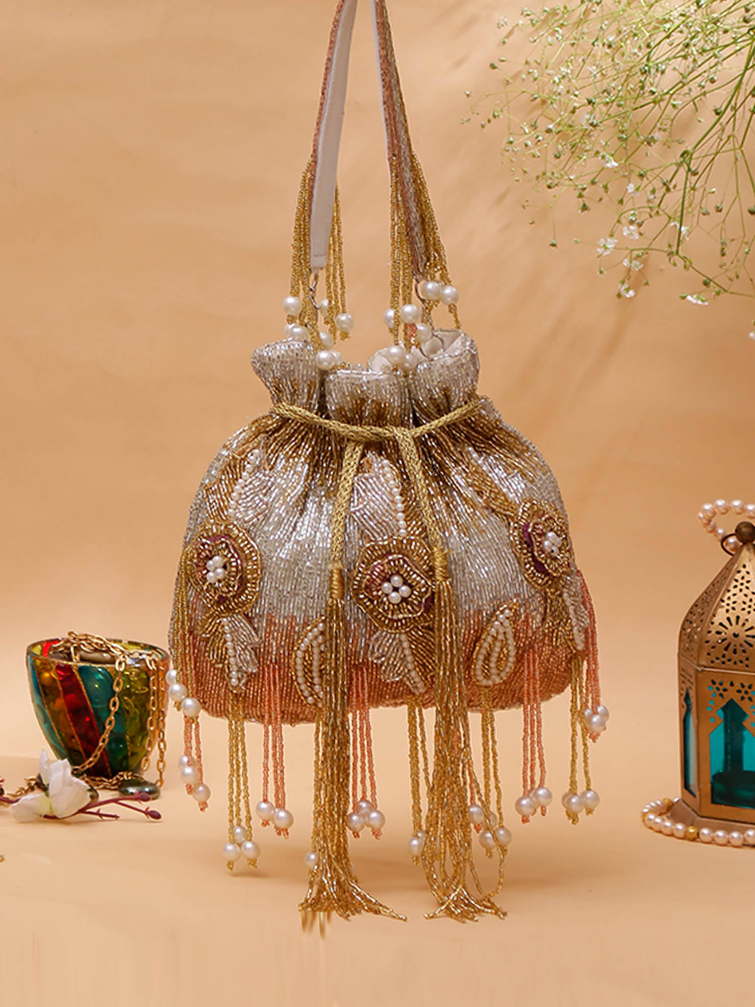 SWISNI Gold Potli Bag For Women (M)