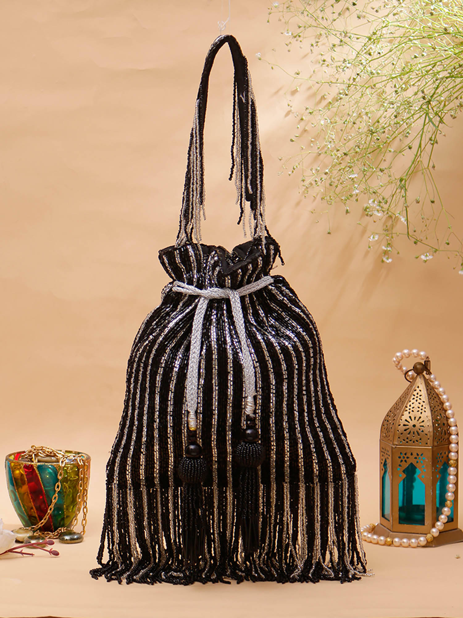 SWISNI Black Potli Bag (M)