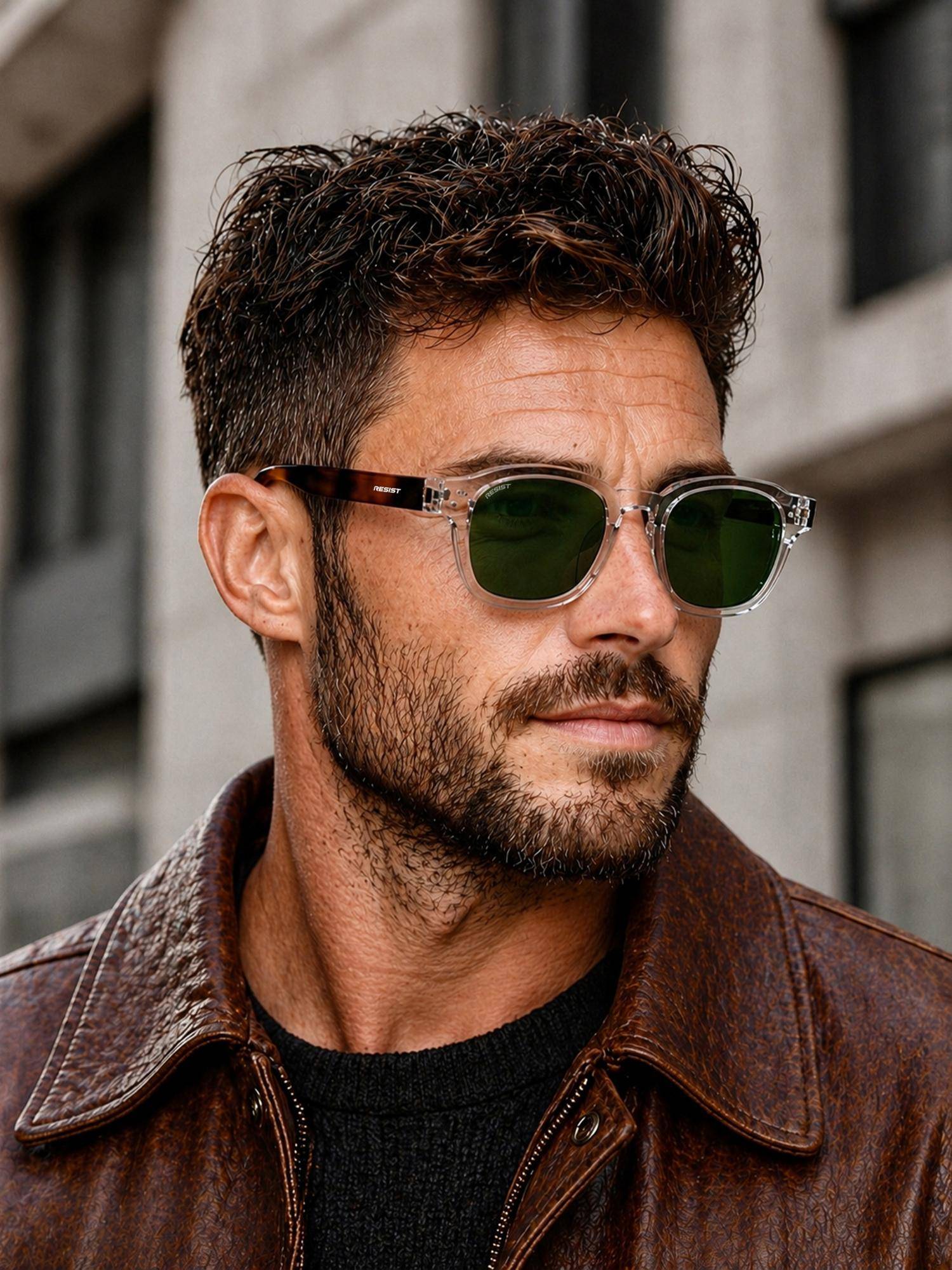 RESIST EYEWEAR Toughened Polycarbonate Green Lens Sunglasses (Aero White Green) (46)
