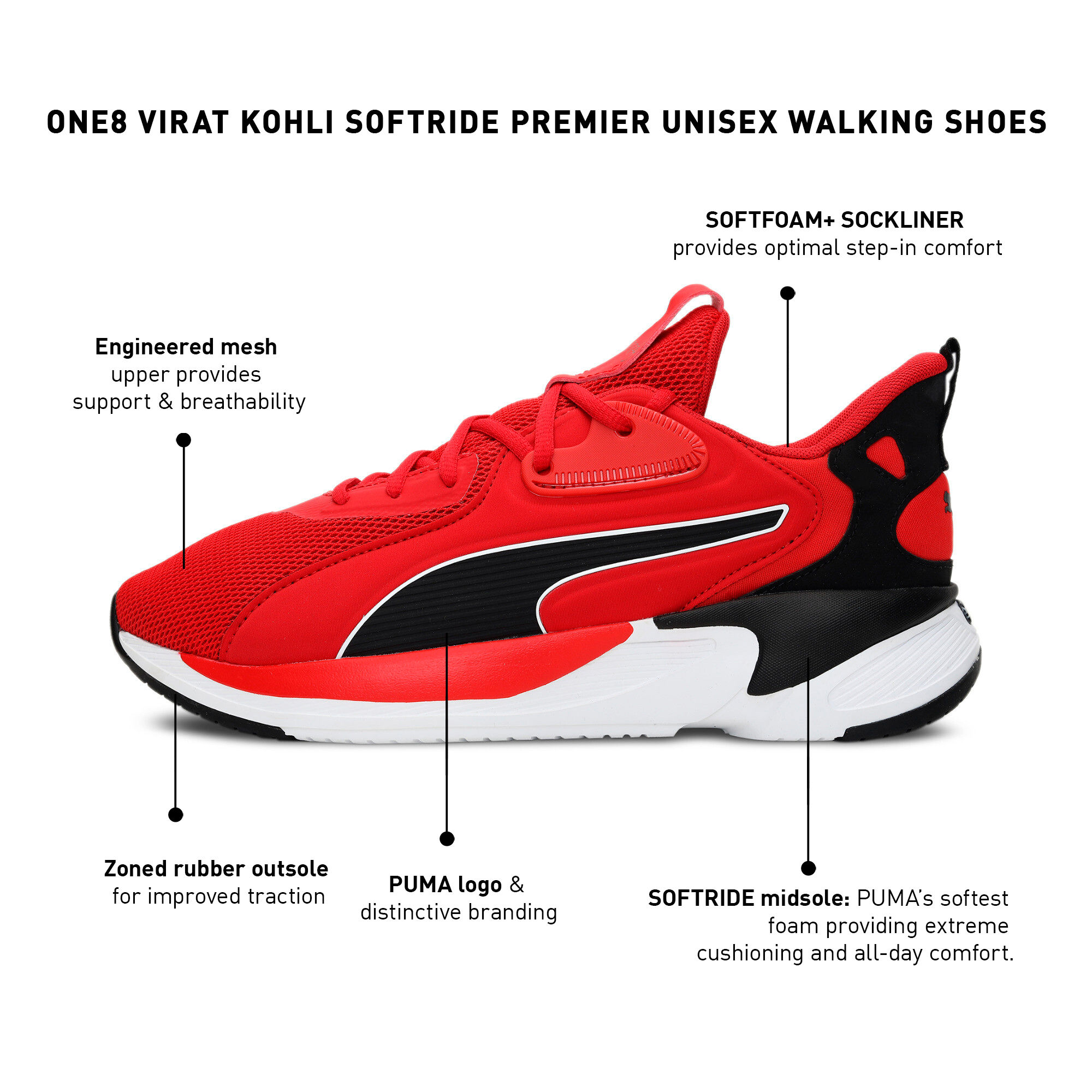 Buy Puma Soft ride Premier One8 Men Red Running Shoes Online