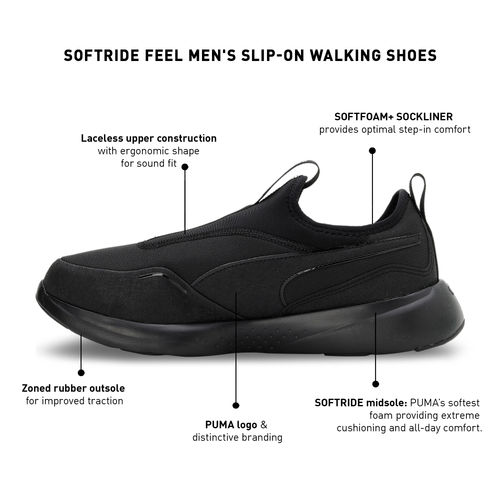 Buy Puma Softride Feel Slip-on Wide Mens Black Walking Shoes Online