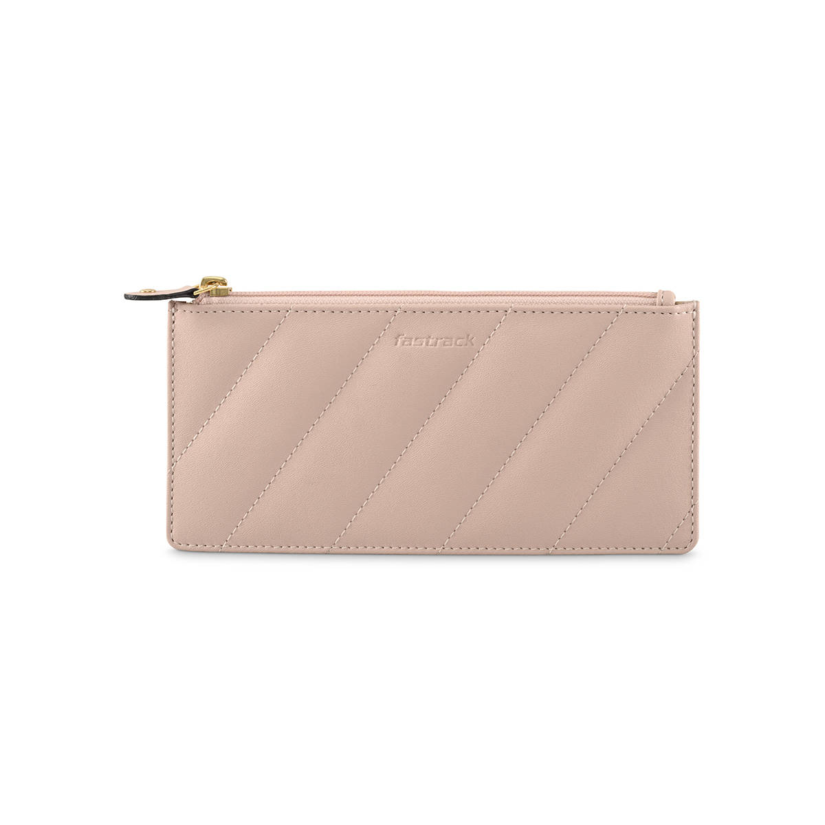 Buy Fastrack Quilted Powder Pink Wallet With Top Zipper Online