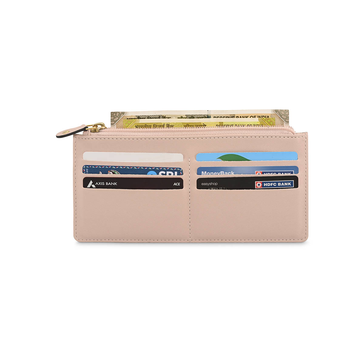 Buy Fastrack Quilted Powder Pink Wallet With Top Zipper Online
