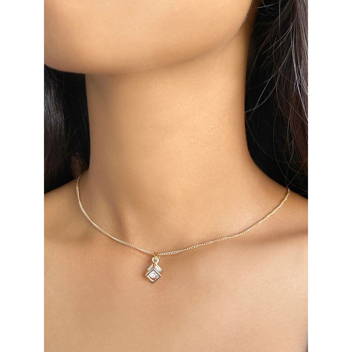 Buy online Diamante Studded Gold Cross Pendant Necklace from fashion  jewellery for Women by Aaishwarya for ₹1250 at 0% off | 2024 Limeroad.com