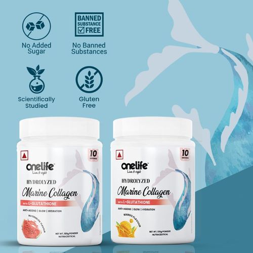 onelife glutathione Hydrolyzed Marine Collagen Powder For Skin & Joint Health (Non-Veg) OneLife Gluta Life Tablet: Buy