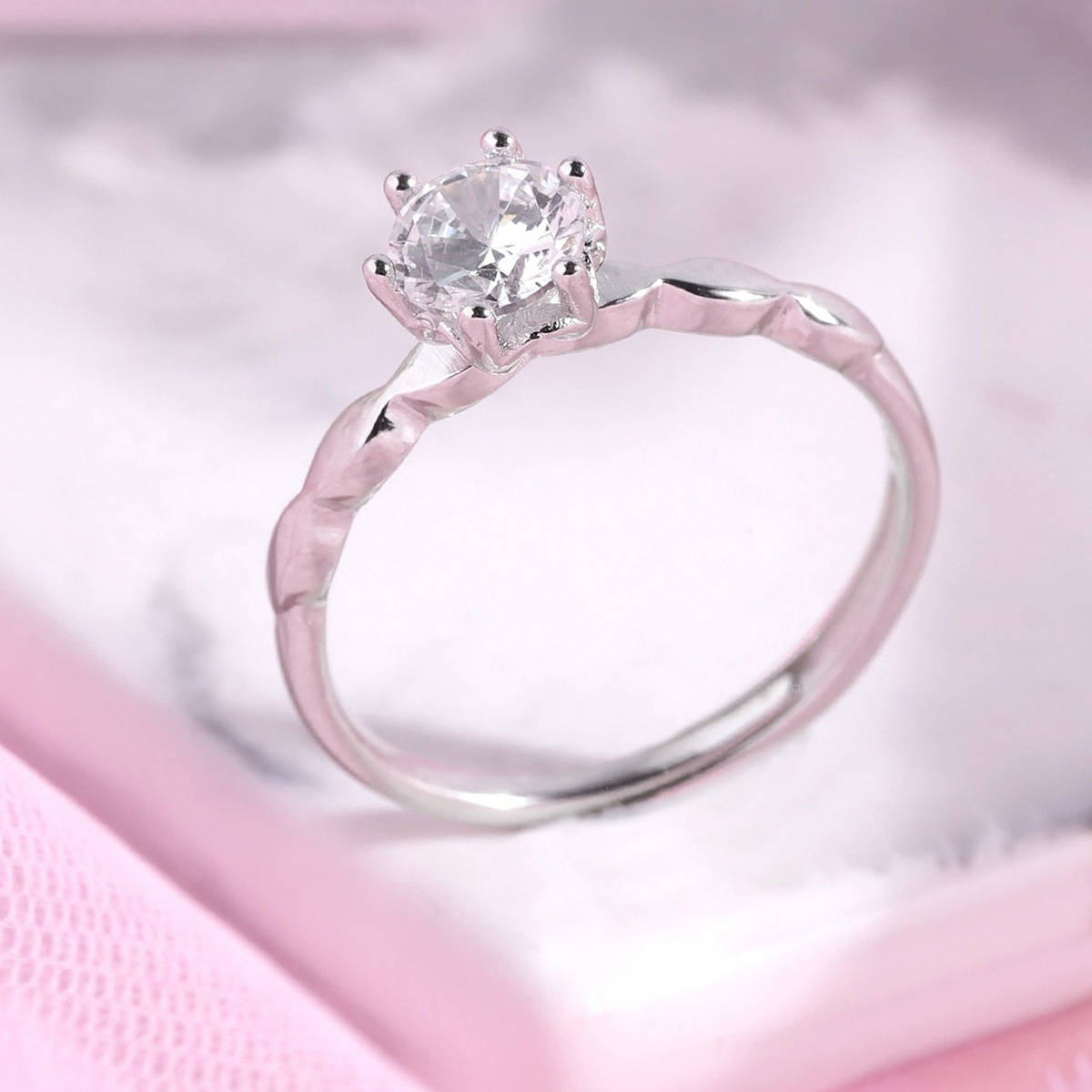 Zavya Solitaire 925 Sterling Silver Ring (Adjustable)