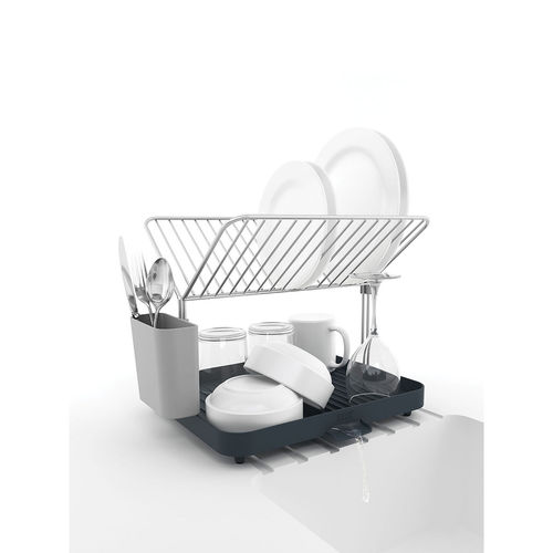 Joseph Joseph Y-Rack Grey Dish Rack Drain Board with Cutlery Organizer  For thinKitchen