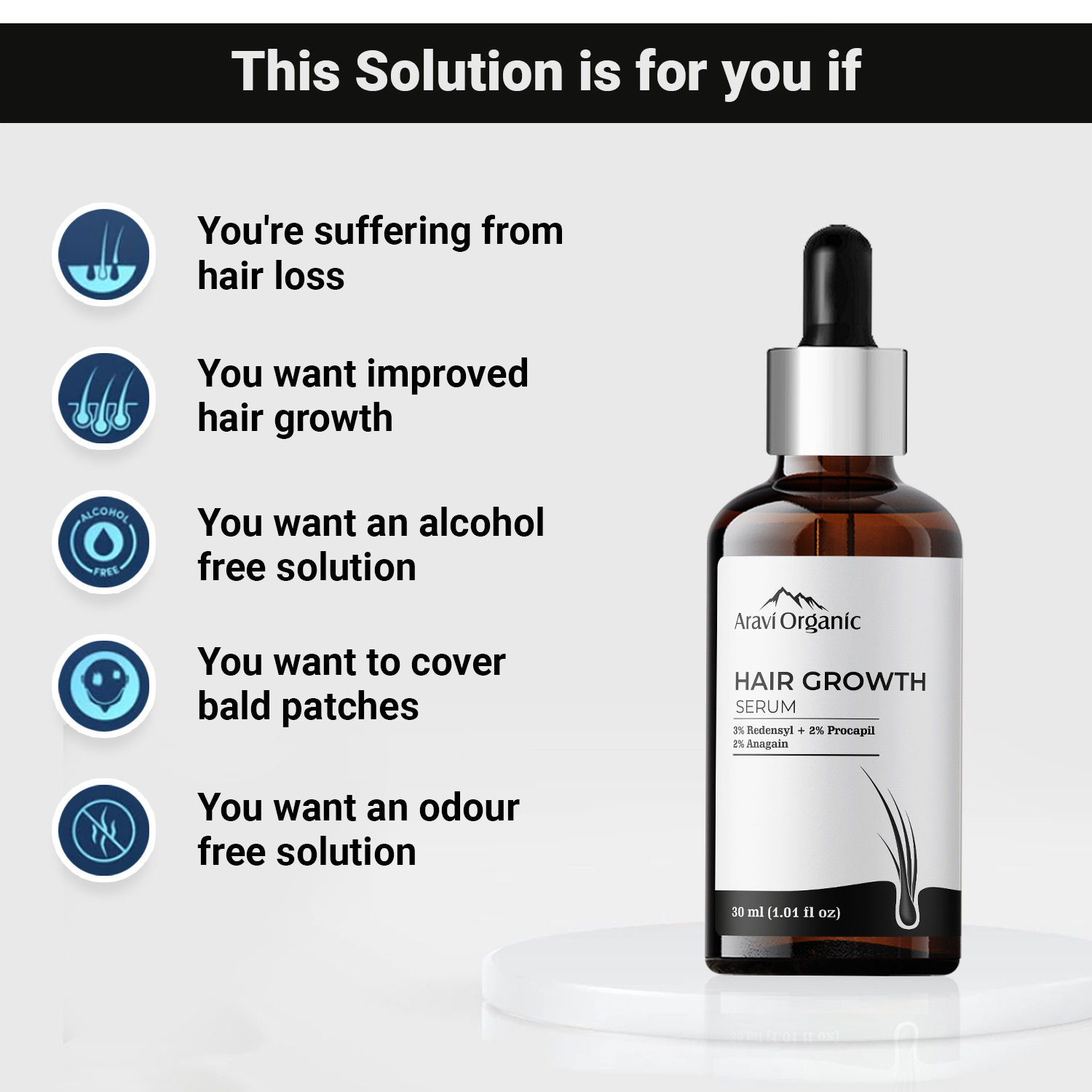 Aravi Organic Advanced Hair Growth Serum Redensyle Anagain Procapil Biotin For Hairfall Hair