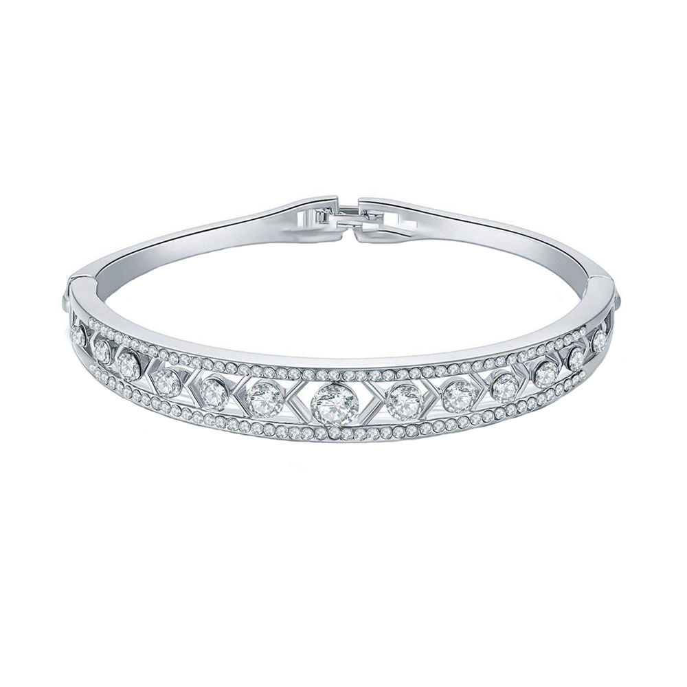 Yellow Chimes Silver Toned Sparkling White Crystals Bracelet Buy