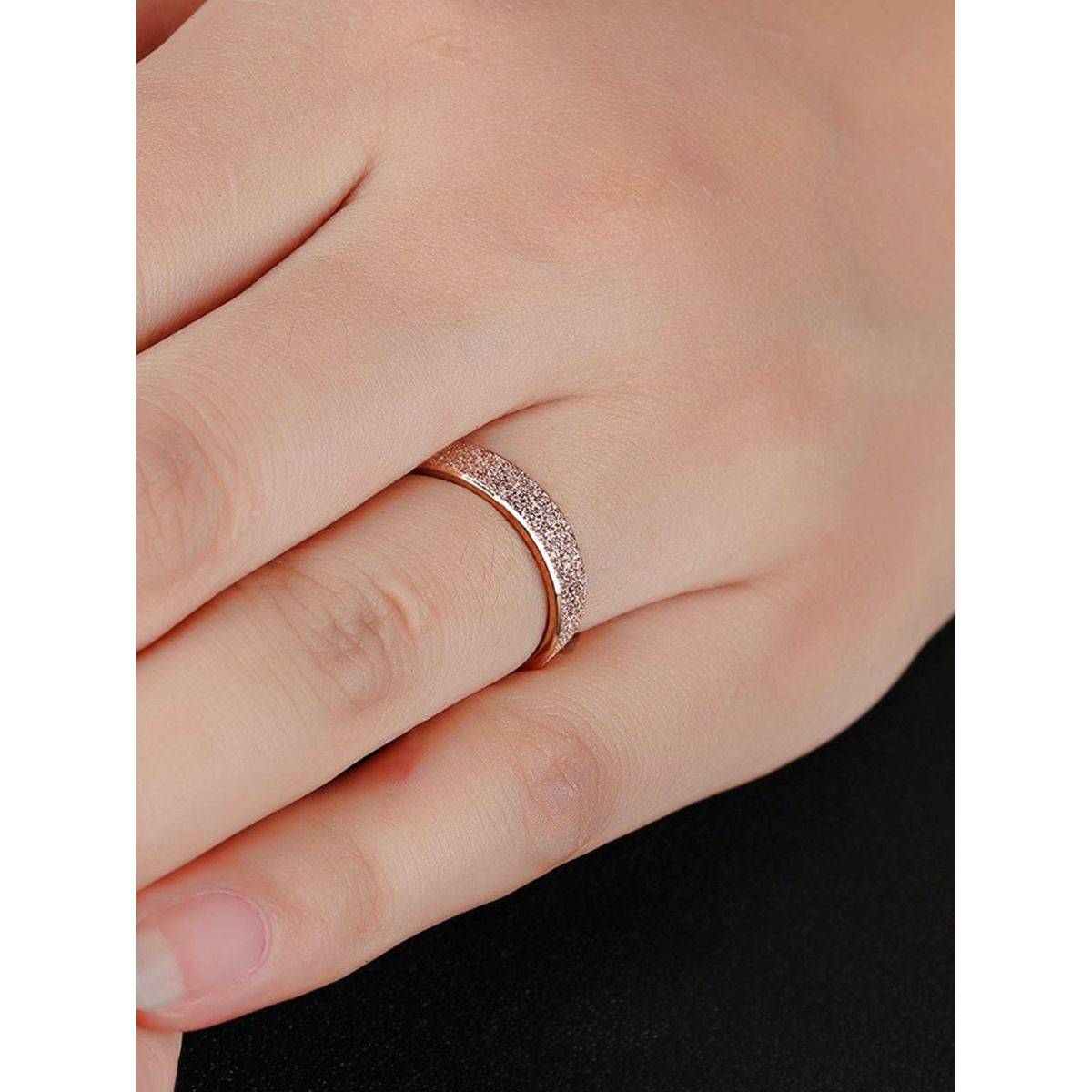 Yellow Chimes White Stone Rose Gold Plated Silky and Smooth Finished Stainless Steel Band Ring (8)