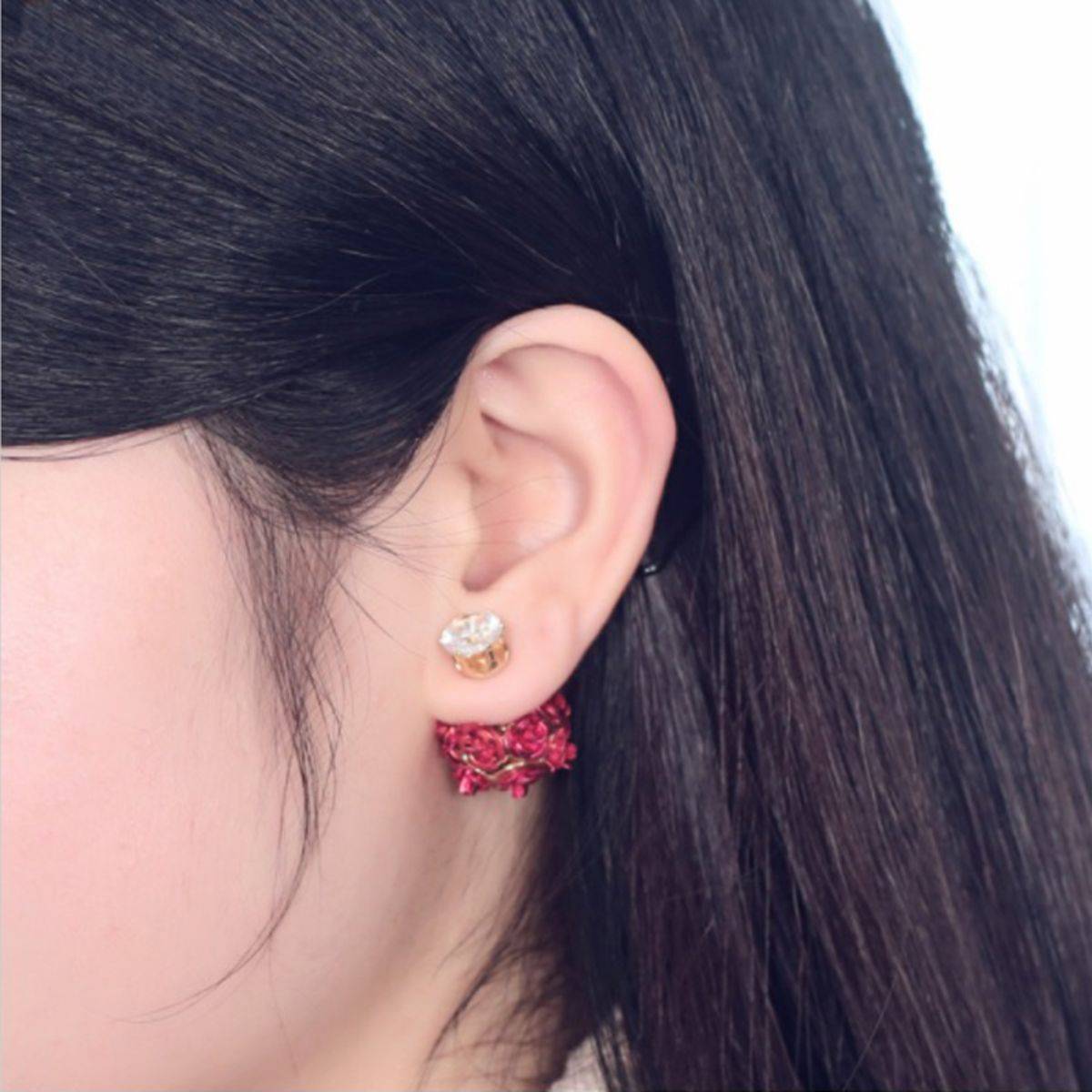 Yellow Chimes Designer Double Sided Fancy Wear Rose Earrings