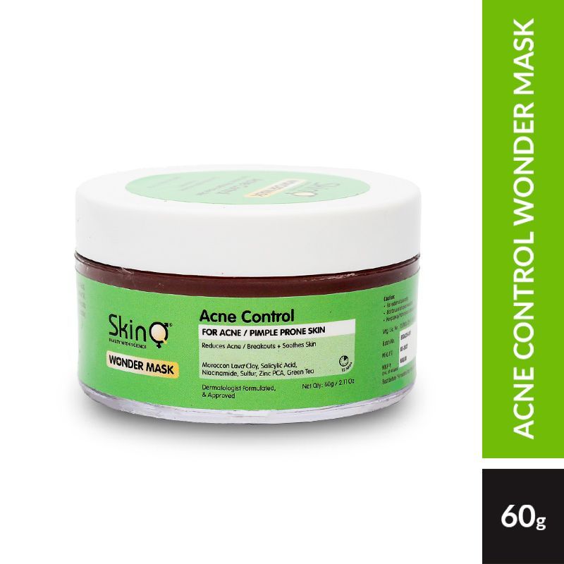 SkinQ Acne Control Wonder Face Mask With Moroccan Lava Clay And Green Tea Extract For Acne Or Pimple