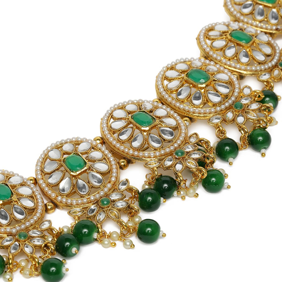 Zaveri Pearls Green Stones And Beads Wedding Collection Kundan Choker