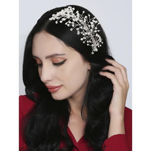 OOMPH White Crystal Bridal Hair Band Tiara Wedding Hair Accessories