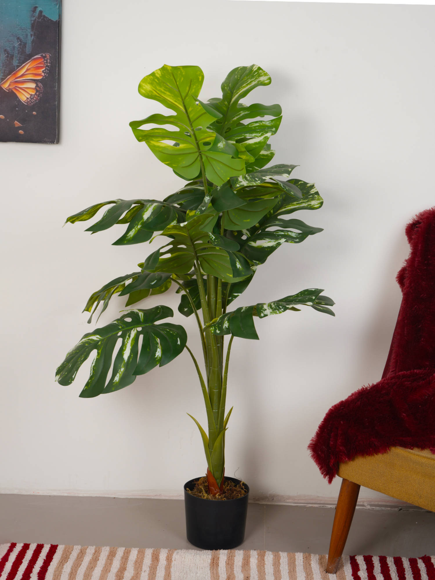 Home Bloom Artificial Green Tropical Monstera Plant with Pot