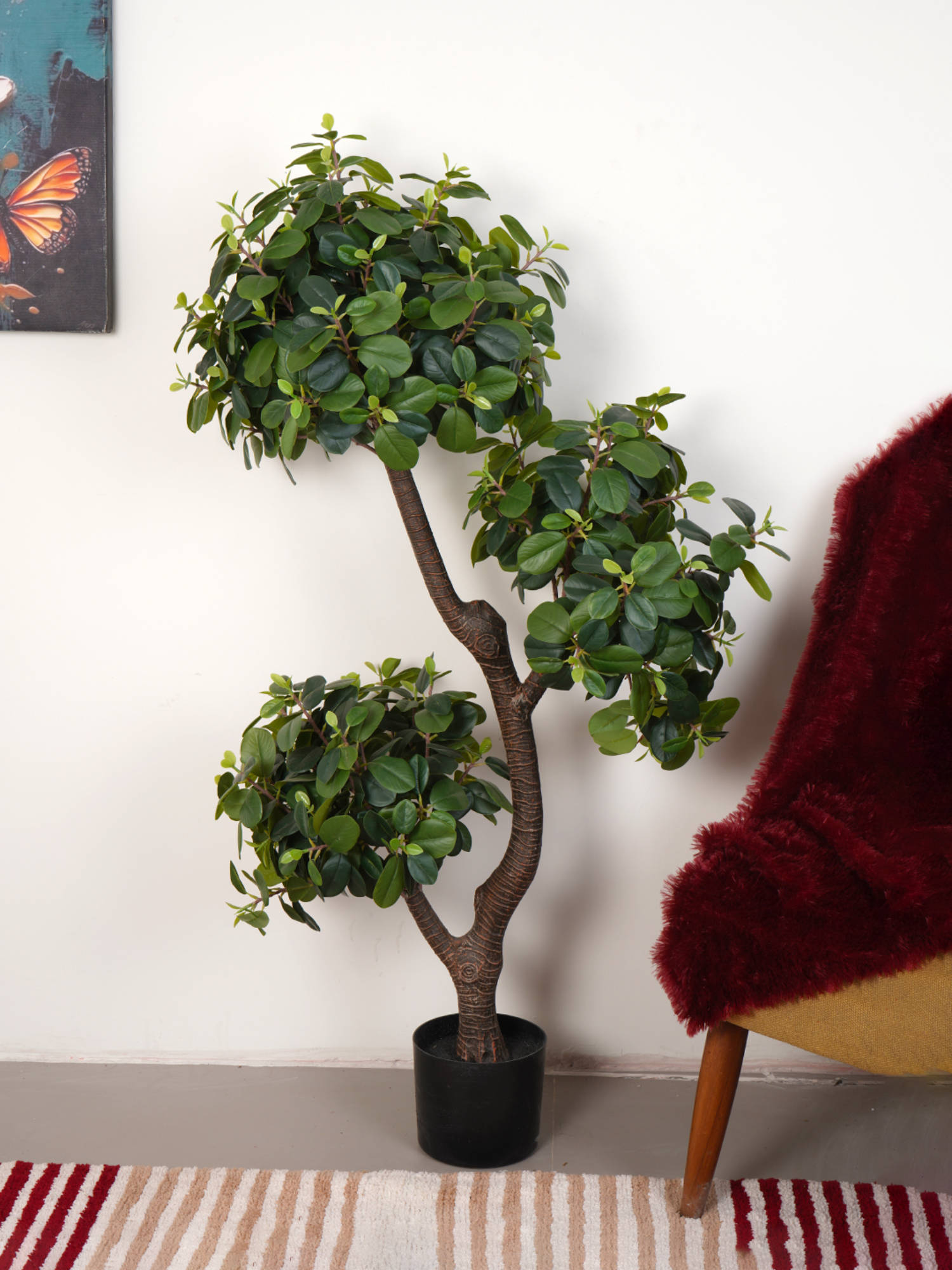 Home Bloom Artificial Green Ficus Topiary Plant with Pot