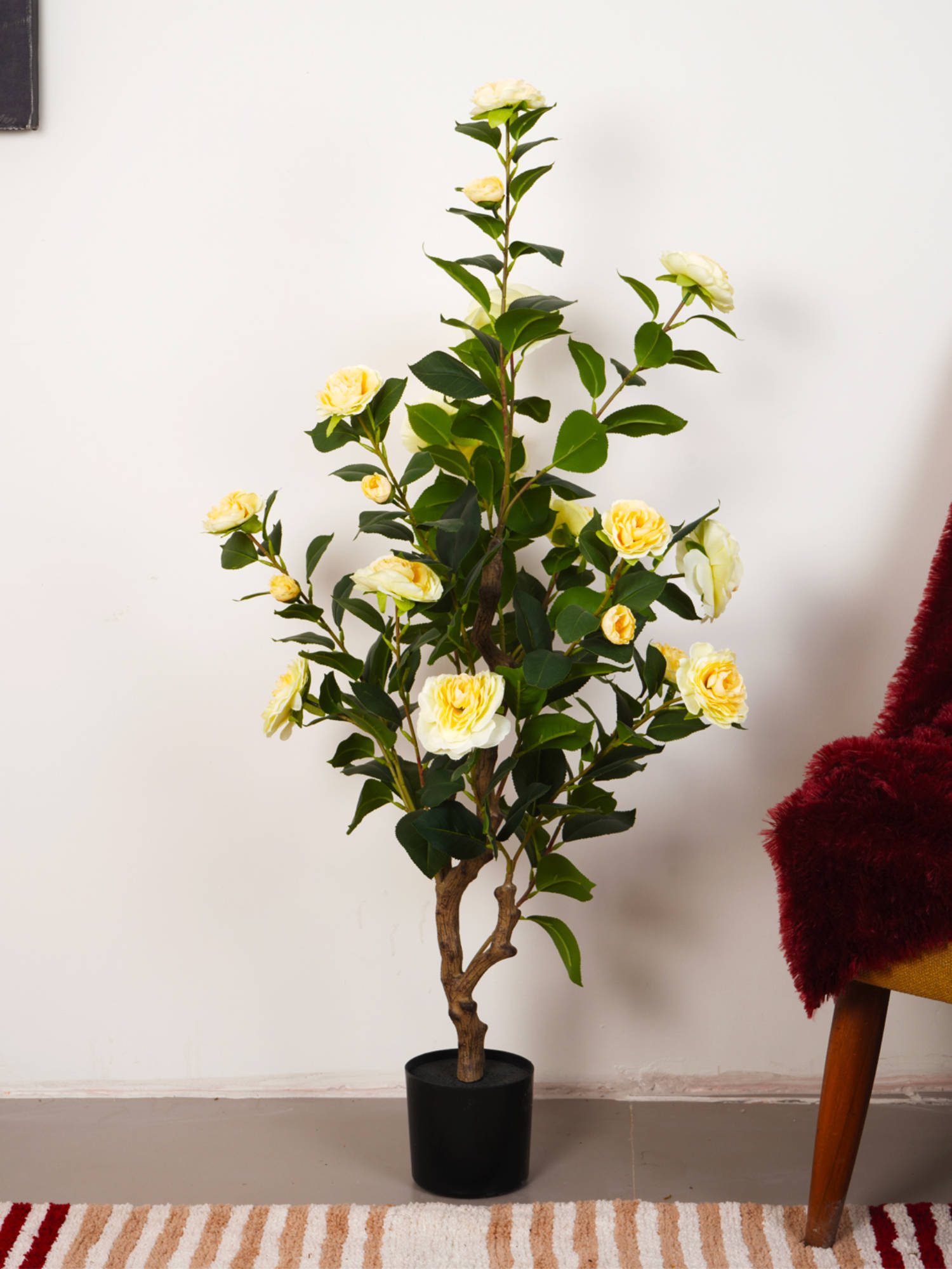 Home Bloom Artificial Yellow Rose Flowers Plant with Pot