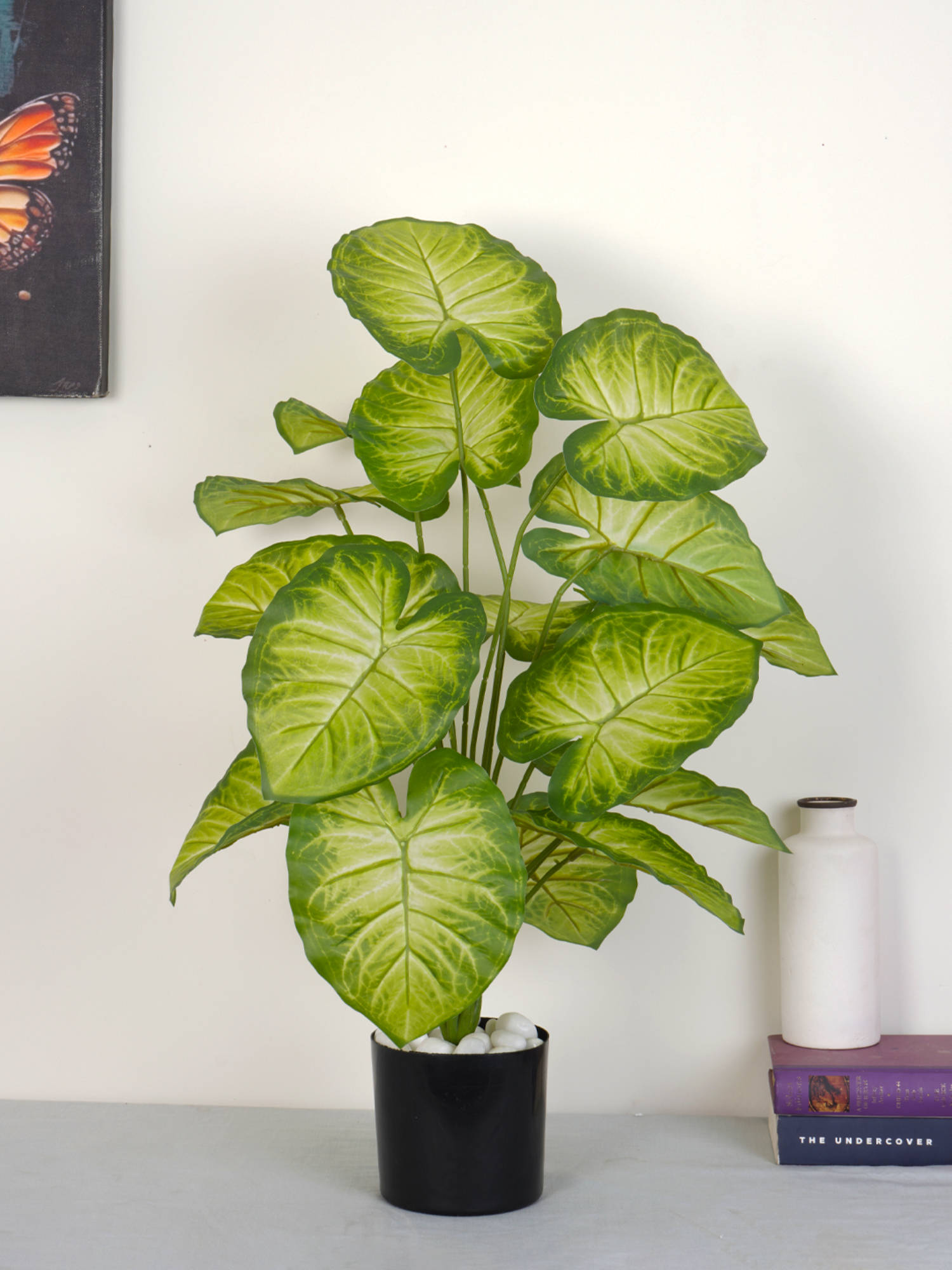 Home Bloom Artificial Green Natural Looking 18 Leaves Dieffenbachia Plant with Pot
