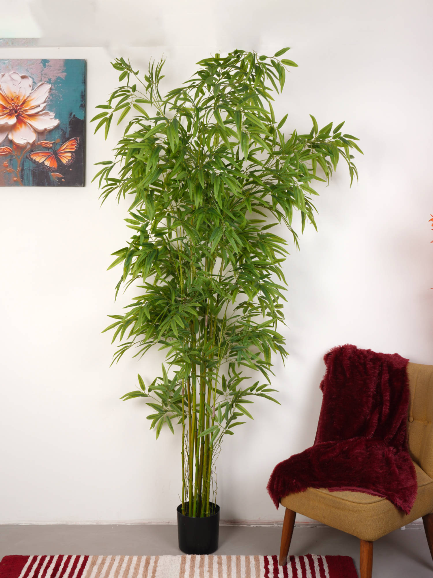 Home Bloom Artificial Green Bamboo Plants Silk Tree Fake Greenery Plant with Pot