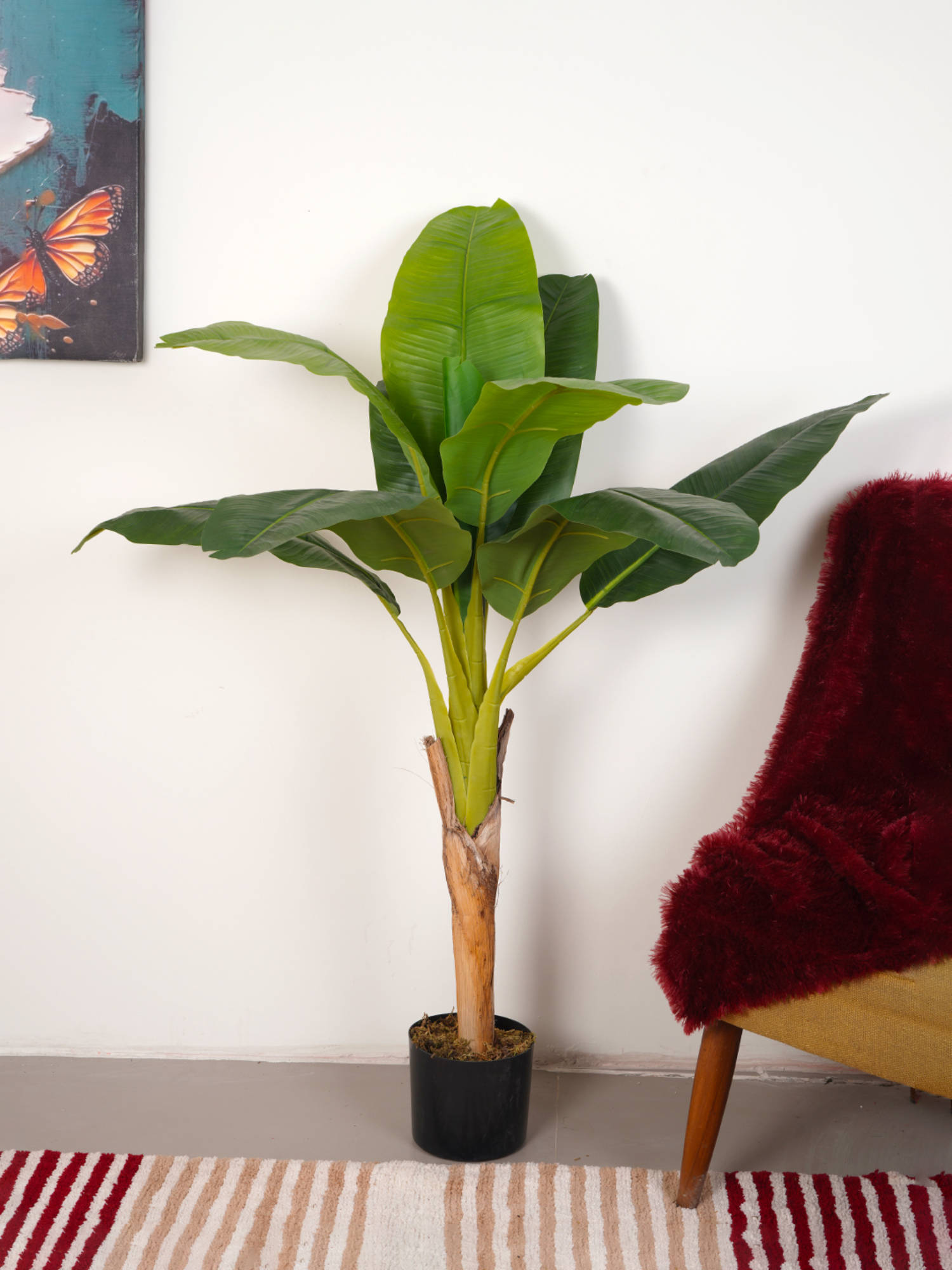 Home Bloom Artificial Green Bird Of Paradise Fake Tropical Banana Plant with Pot