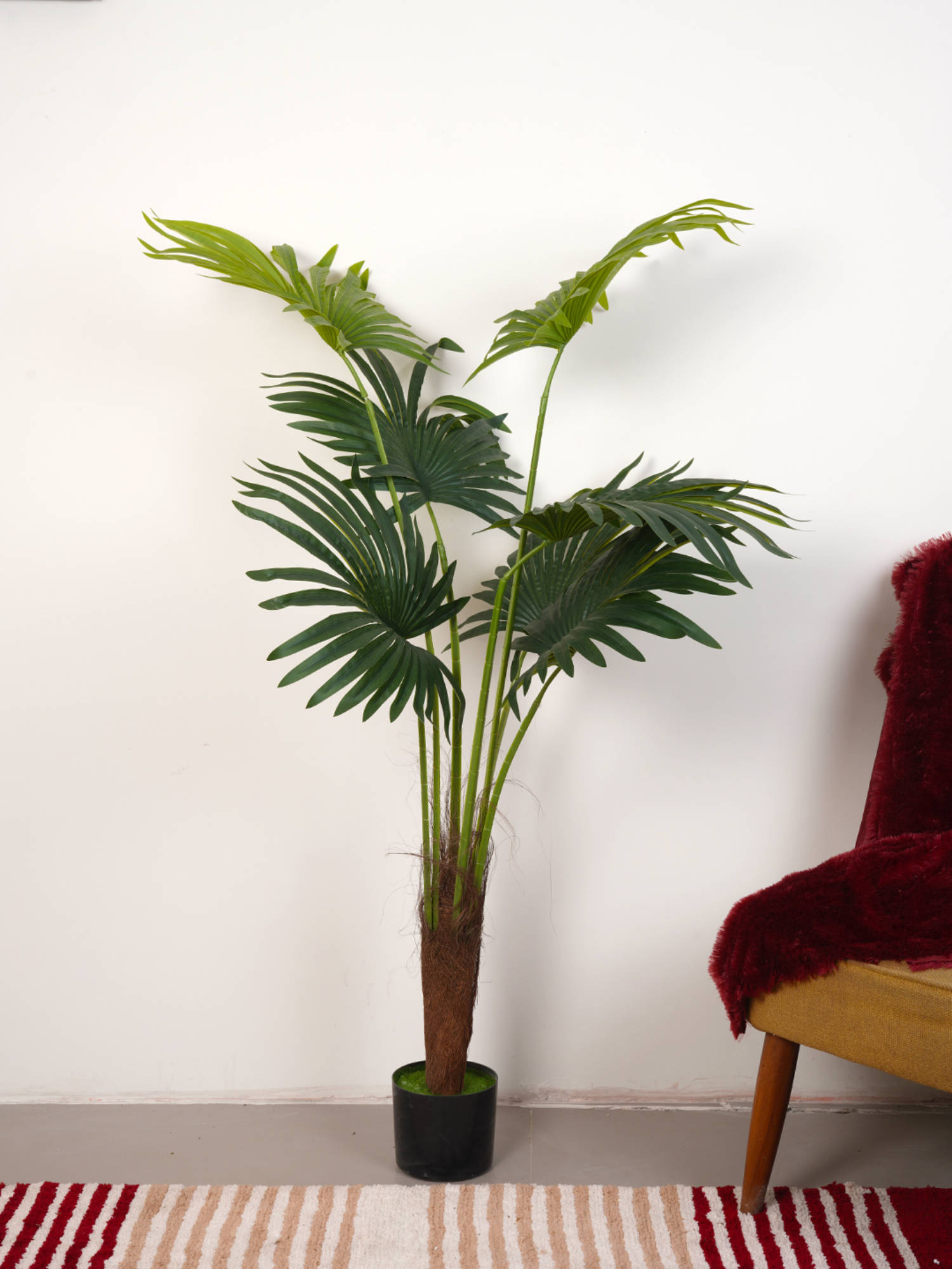 Home Bloom Artificial Green Circular Fan Palm Plant with Pot