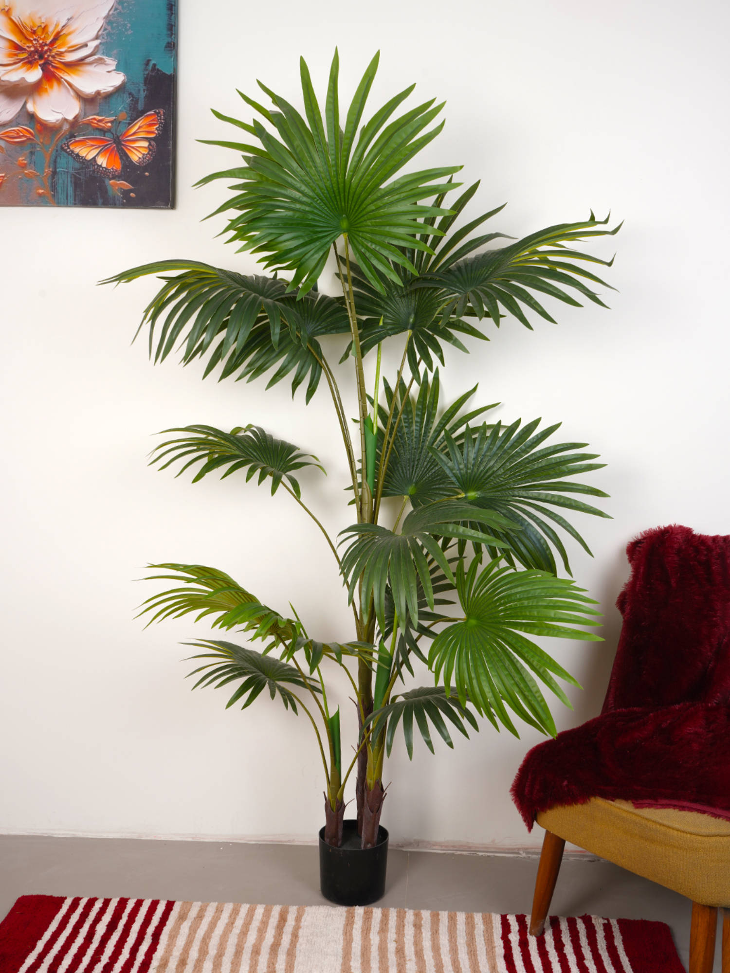 Home Bloom Artificial Green Circular Fan Palm Plant with Pot