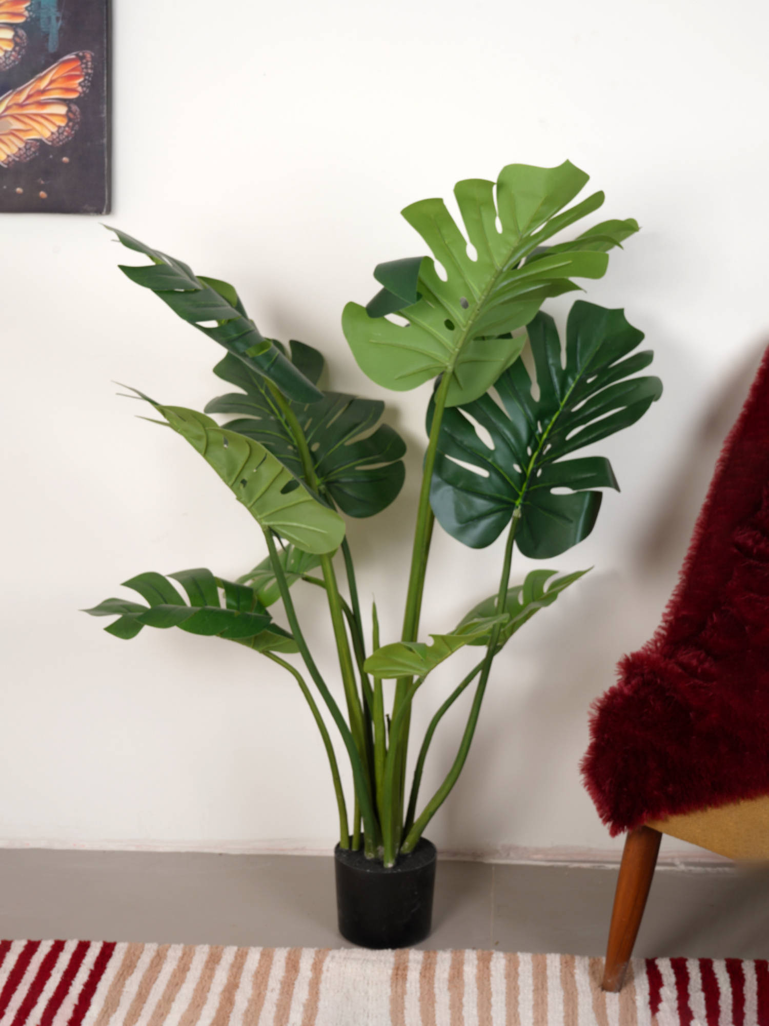 Home Bloom Artificial Green Tropical Monstera Plant with Pot