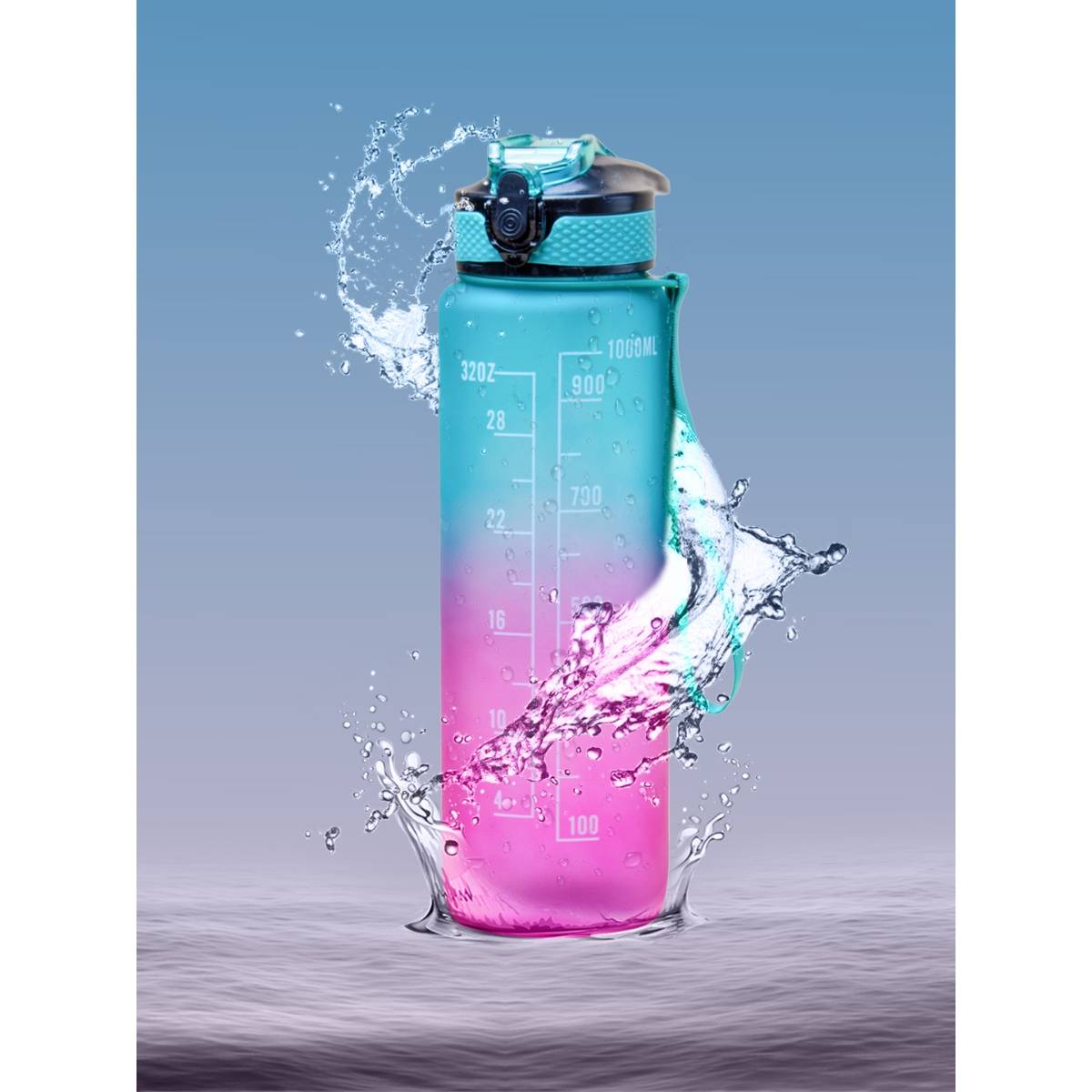 Voncasa Gradiant Prints Plastic Water Bottle - 1000ml
