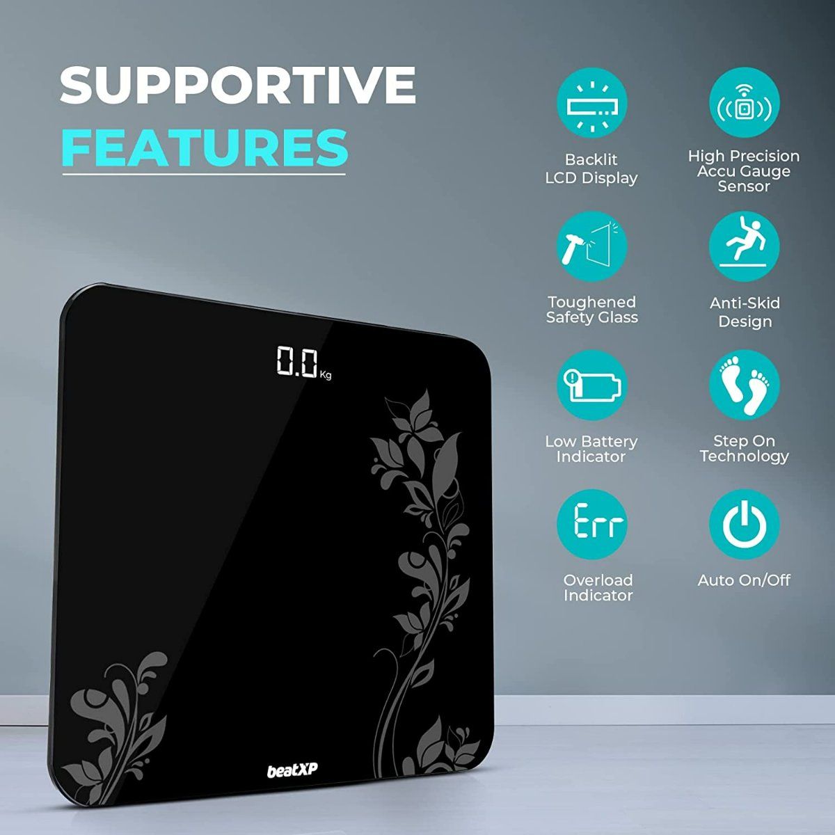 beatXP Gravity Floral Digital Weight Machine For Body Weight With Thick