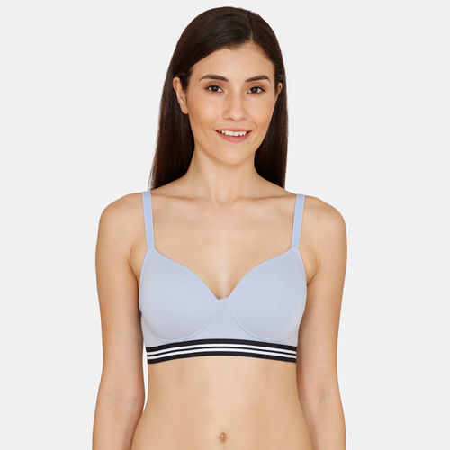 Zivame Sporty Twist Padded Non Wired 3/4th Coverage T-Shirt Bra - White