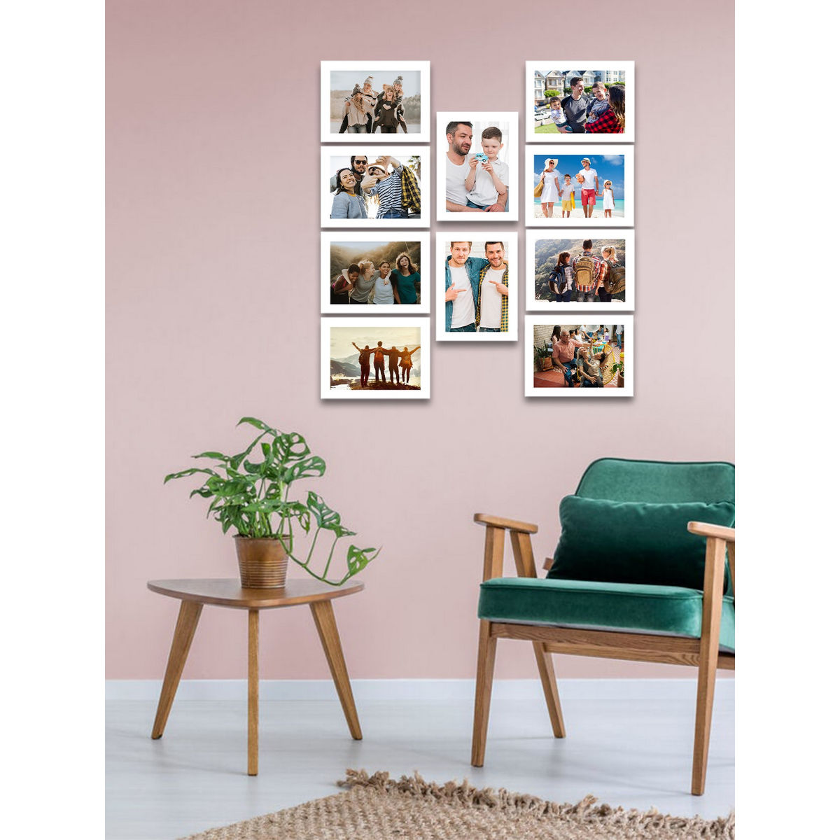 eCraftIndia Memory Wall Collage Photo Frame Set of 10 Photo Frames