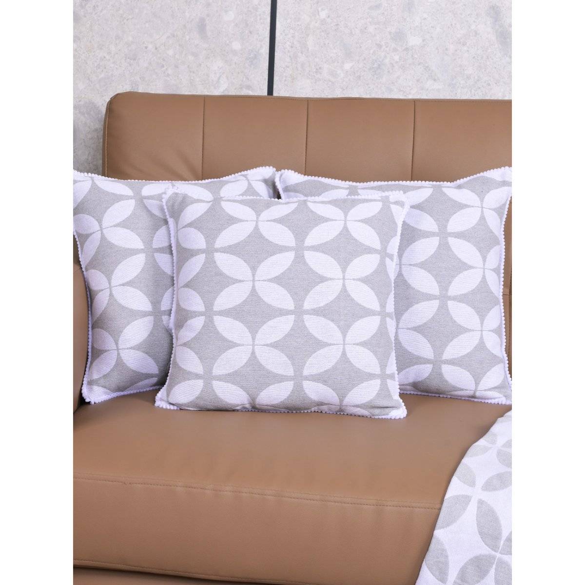 Saral Home Grey Dhadki Floral Cotton Cushion Covers (Pack Of 3)