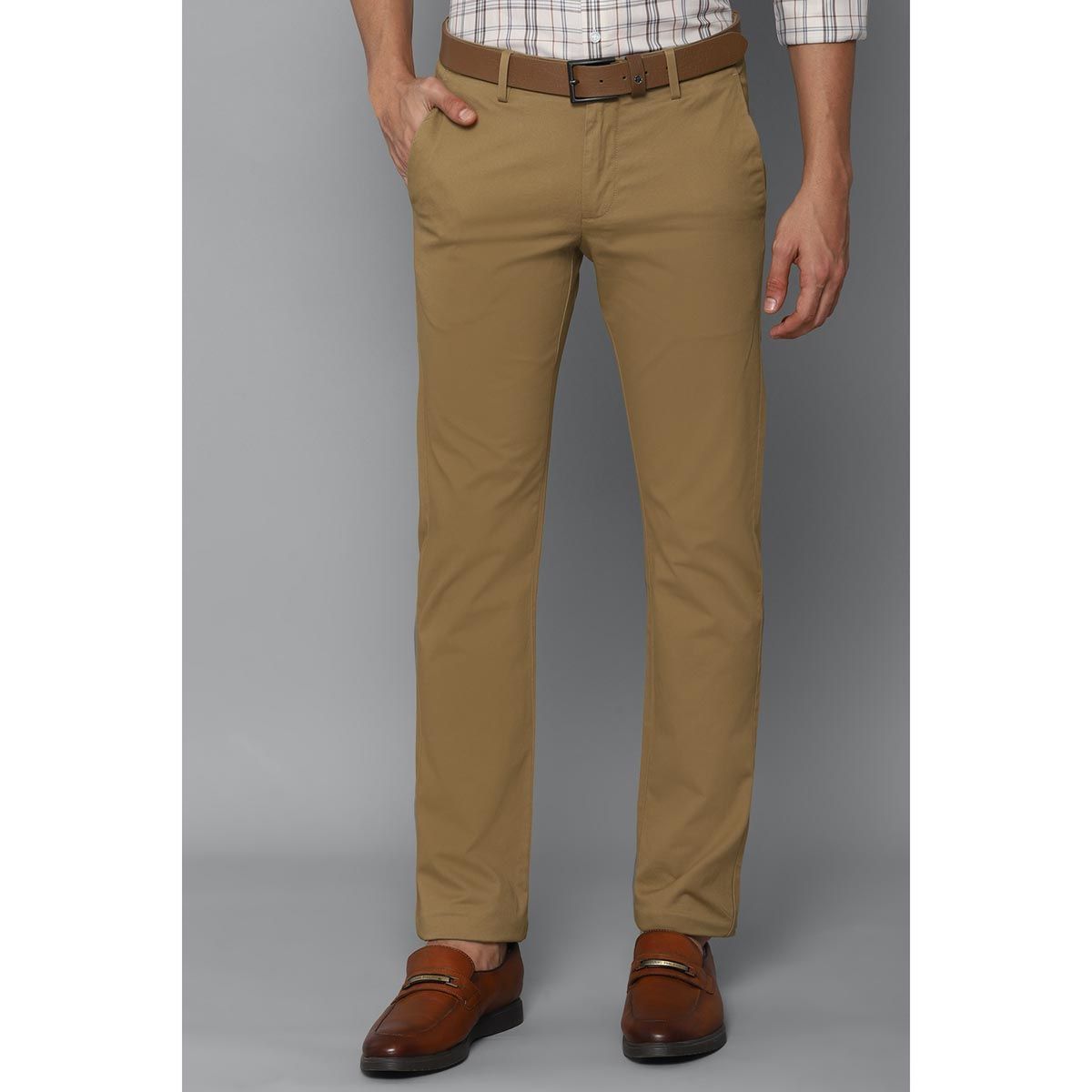 Buy ALLEN SOLLY Olive Mens 4 Pocket Solid Trousers | Shoppers Stop