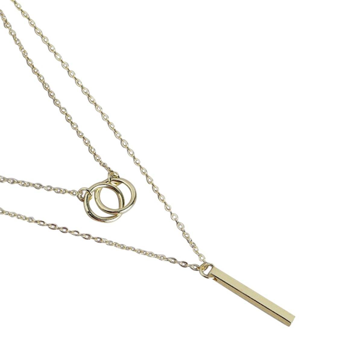 Buy Carlton London Gold Plated with Bar Double Chain Necklace for Women ...